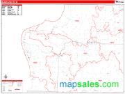Benzie County, MI <br /> Wall Map <br /> Zip Code <br /> Red Line Style 2024 Map