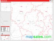 Cass County, MI <br /> Wall Map <br /> Zip Code <br /> Red Line Style 2024 Map