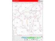 Hillsdale County, MI <br /> Wall Map <br /> Zip Code <br /> Red Line Style 2024 Map