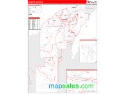 Houghton County, MI <br /> Wall Map <br /> Zip Code <br /> Red Line Style 2024 Map