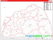 Huron County, MI <br /> Wall Map <br /> Zip Code <br /> Red Line Style 2024 Map