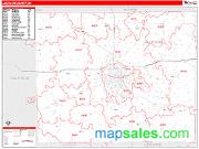Jackson County, MI <br /> Wall Map <br /> Zip Code <br /> Red Line Style 2024 Map