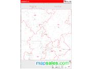 Lake County, MI <br /> Wall Map <br /> Zip Code <br /> Red Line Style 2024 Map