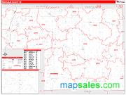 Montcalm County, MI <br /> Wall Map <br /> Zip Code <br /> Red Line Style 2024 Map