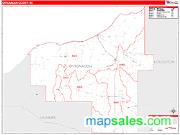 Ontonagon County, MI <br /> Wall Map <br /> Zip Code <br /> Red Line Style 2024 Map