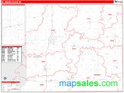 St. Joseph County, MI <br /> Wall Map <br /> Zip Code <br /> Red Line Style 2024 Map