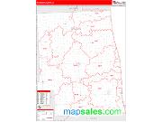Sanilac County, MI <br /> Wall Map <br /> Zip Code <br /> Red Line Style 2024 Map