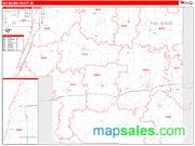 Van Buren County, MI <br /> Wall Map <br /> Zip Code <br /> Red Line Style 2024 Map