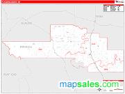 Pondera County, MT <br /> Wall Map <br /> Zip Code <br /> Red Line Style 2024 Map