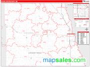 Grand Forks County, ND <br /> Wall Map <br /> Zip Code <br /> Red Line Style 2024 Map