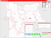 Mercer County, ND <br /> Wall Map <br /> Zip Code <br /> Red Line Style 2024 Map