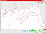 Oliver County, ND <br /> Wall Map <br /> Zip Code <br /> Red Line Style 2024 Map