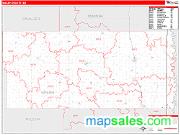 Walsh County, ND <br /> Wall Map <br /> Zip Code <br /> Red Line Style 2024 Map