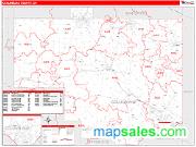 Columbiana County, OH <br /> Wall Map <br /> Zip Code <br /> Red Line Style 2024 Map