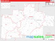 Hocking County, OH <br /> Wall Map <br /> Zip Code <br /> Red Line Style 2024 Map