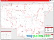 Marion County, OH <br /> Wall Map <br /> Zip Code <br /> Red Line Style 2024 Map