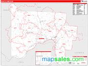 Scioto County, OH <br /> Wall Map <br /> Zip Code <br /> Red Line Style 2024 Map