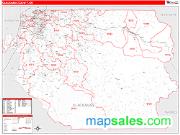 Clackamas County, OR <br /> Wall Map <br /> Zip Code <br /> Red Line Style 2024 Map