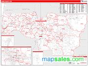 Lane County, OR <br /> Wall Map <br /> Zip Code <br /> Red Line Style 2024 Map
