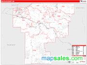 Umatilla County, OR <br /> Wall Map <br /> Zip Code <br /> Red Line Style 2024 Map