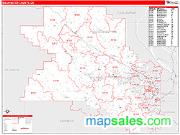 Washington County, OR <br /> Wall Map <br /> Zip Code <br /> Red Line Style 2024 Map