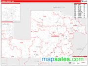 Yamhill County, OR <br /> Wall Map <br /> Zip Code <br /> Red Line Style 2024 Map