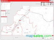 Sevier County, UT <br /> Wall Map <br /> Zip Code <br /> Red Line Style 2024 Map
