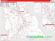 Utah County, UT <br /> Wall Map <br /> Zip Code <br /> Red Line Style 2024 Map