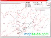 Washington County, UT <br /> Wall Map <br /> Zip Code <br /> Red Line Style 2024 Map