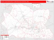Hickory-Lenoir-Morganton <br /> Wall Map <br /> Red Line Style 2024 Map