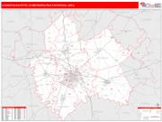 Lexington-Fayette <br /> Wall Map <br /> Red Line Style 2024 Map