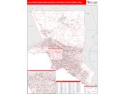 Los Angeles-Long Beach-Anaheim <br /> Wall Map <br /> Red Line Style 2024 Map
