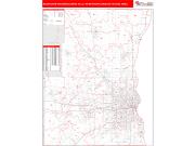 Milwaukee-Waukesha-West Allis <br /> Wall Map <br /> Red Line Style 2024 Map