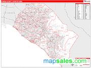 Orange County <br /> Wall Map <br /> Red Line Style 2024 Map