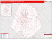 Austin-Round Rock <br /> Wall Map <br /> Red Line Style 2024 Map