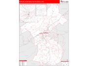 Roanoke <br /> Wall Map <br /> Red Line Style 2024 Map