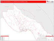 Santa Cruz-Watsonville <br /> Wall Map <br /> Red Line Style 2024 Map
