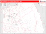 Visalia-Porterville <br /> Wall Map <br /> Red Line Style 2024 Map