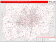 Dallas-Fort Worth-Arlington <br /> Wall Map <br /> Red Line Style 2024 Map