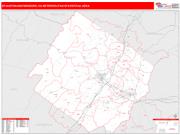 Staunton-Waynesboro <br /> Wall Map <br /> Red Line Style 2024 Map
