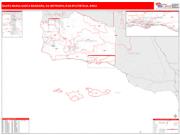 Santa Maria-Santa Barbara <br /> Wall Map <br /> Red Line Style 2024 Map