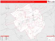 Blacksburg-Christiansburg-Radford <br /> Wall Map <br /> Red Line Style 2024 Map