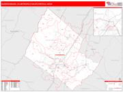 Harrisonburg <br /> Wall Map <br /> Red Line Style 2024 Map