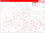 San Fernando Valley <br /> Wall Map <br /> Red Line Style 2024 Map