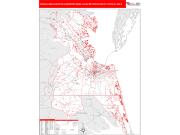 Greater San Diego <br /> Wall Map <br /> Red Line Style 2024 Map