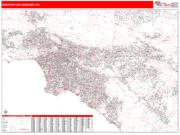 Greater Los Angeles <br /> Wall Map <br /> Red Line Style 2024 Map