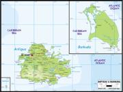 Antigua Barbuda <br /> Physical <br /> Wall Map Map