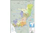 Congo <br /> Political <br /> Wall Map Map