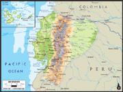 Ecuador <br /> Physical <br /> Wall Map Map