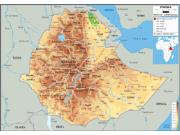 Ethiopia <br /> Physical <br /> Wall Map Map